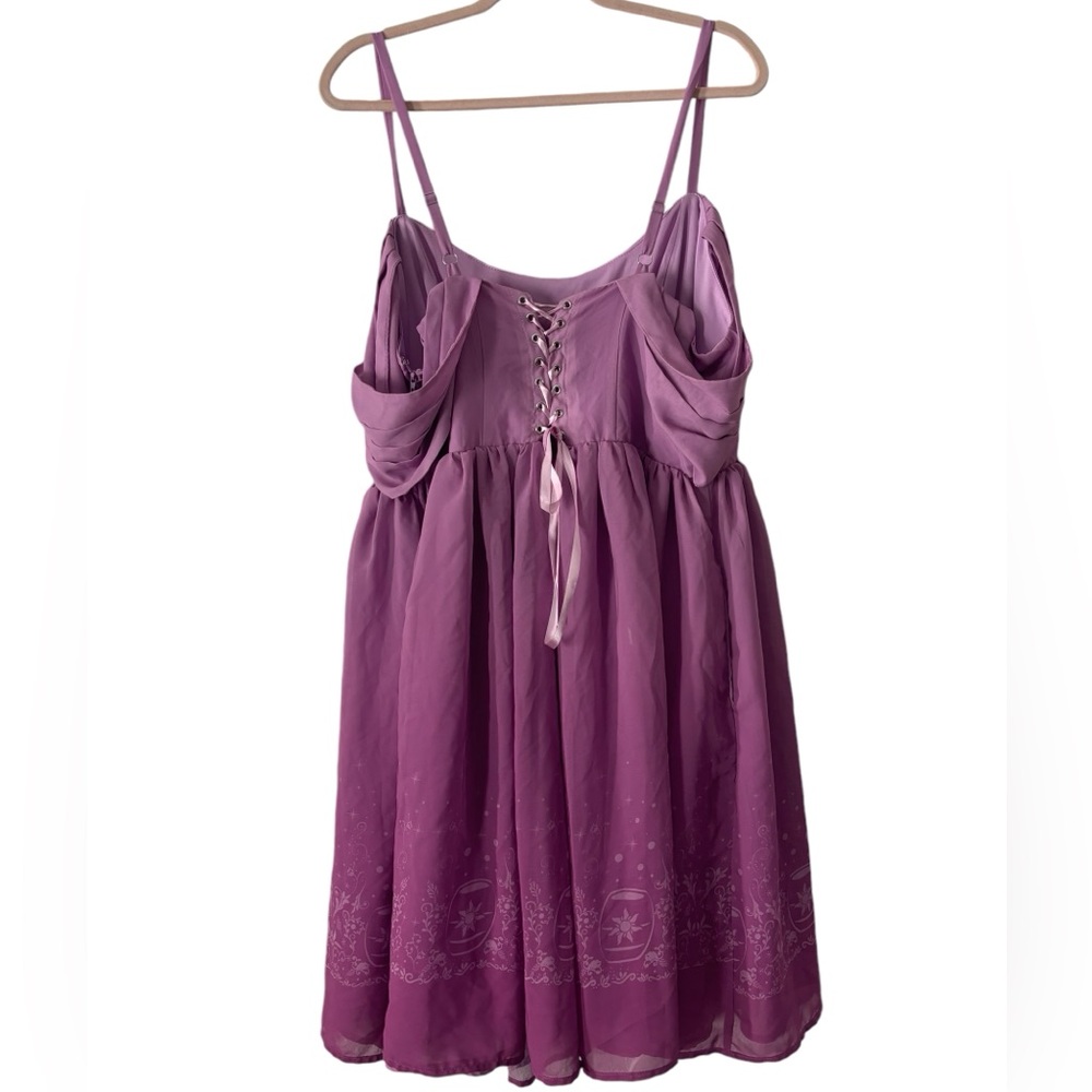 Disney Lavender Off-Shoulder Lace-Up Skater Dress - Picture 6 of 15